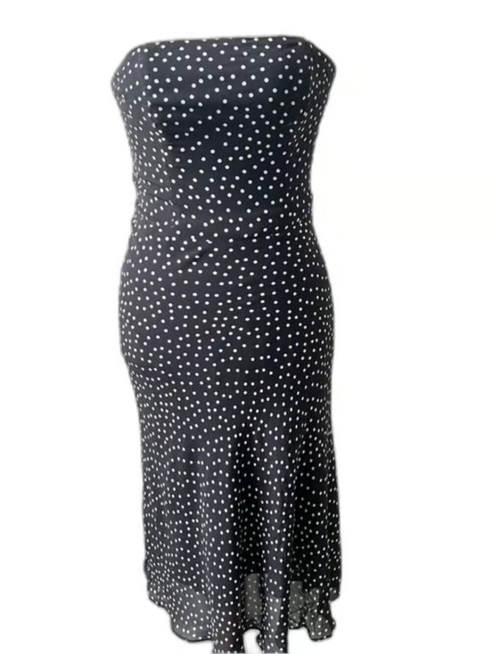 Vintage Molly NY Womens Polka Dot Strapless Maxi Dress